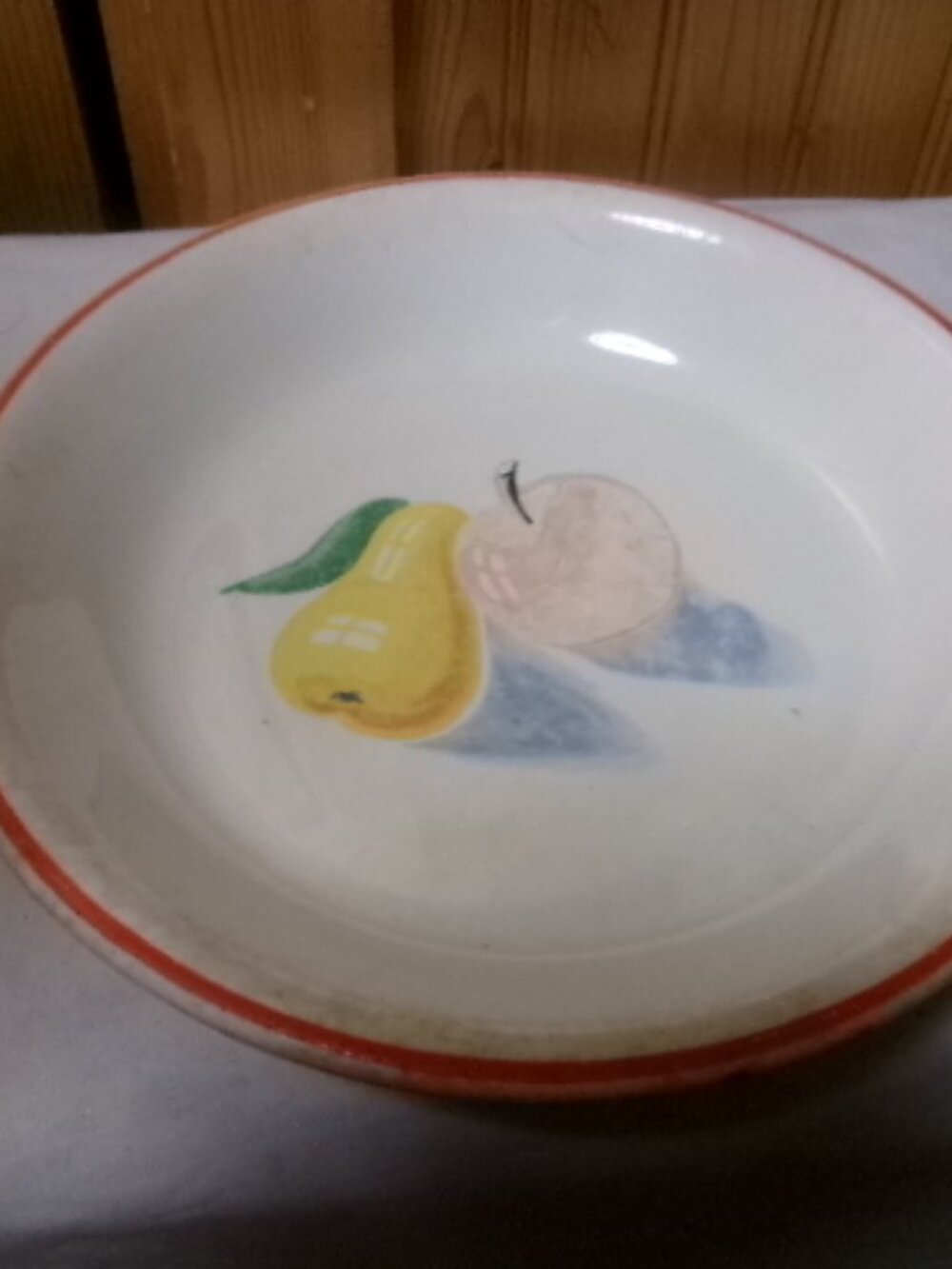 vtg bakerrite USA hand painted pie plate fruit orange trim great vtg 9 in